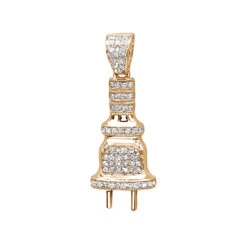 10K White Gold Mini Power Plug Diamond Pendant For Men 0.2ct By Luxurman -Its Hot Jewelry Shop 10k gold power plug diamond pendant for men 02ct by luxurman ro