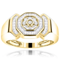 Its Hot Jewelry Shop 14 Its Hot Jewelry Shop -Its Hot Jewelry Shop 10k gold round and baguette diamond mens ring 095ct p 50048 ye