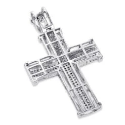 10K White Gold Round Diamond Cross Pendant 1ct -Its Hot Jewelry Shop 10k gold round diamond cross pendant 100ct p 22435back