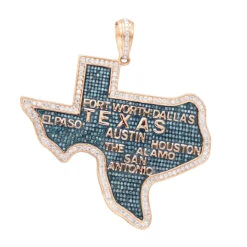 10K White Gold Texas State Map Blue Diamond Pendant 4.95ct -Its Hot Jewelry Shop 10k gold texas state map blue diamond pendant 495ct ro