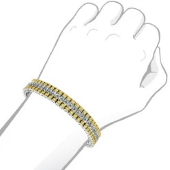10K White Gold Three Row Diamond Bracelet Blue Yellow 1.75ct -Its Hot Jewelry Shop 10k gold three row diamond bracelet blue yellow 175ct p 5689 bodwh