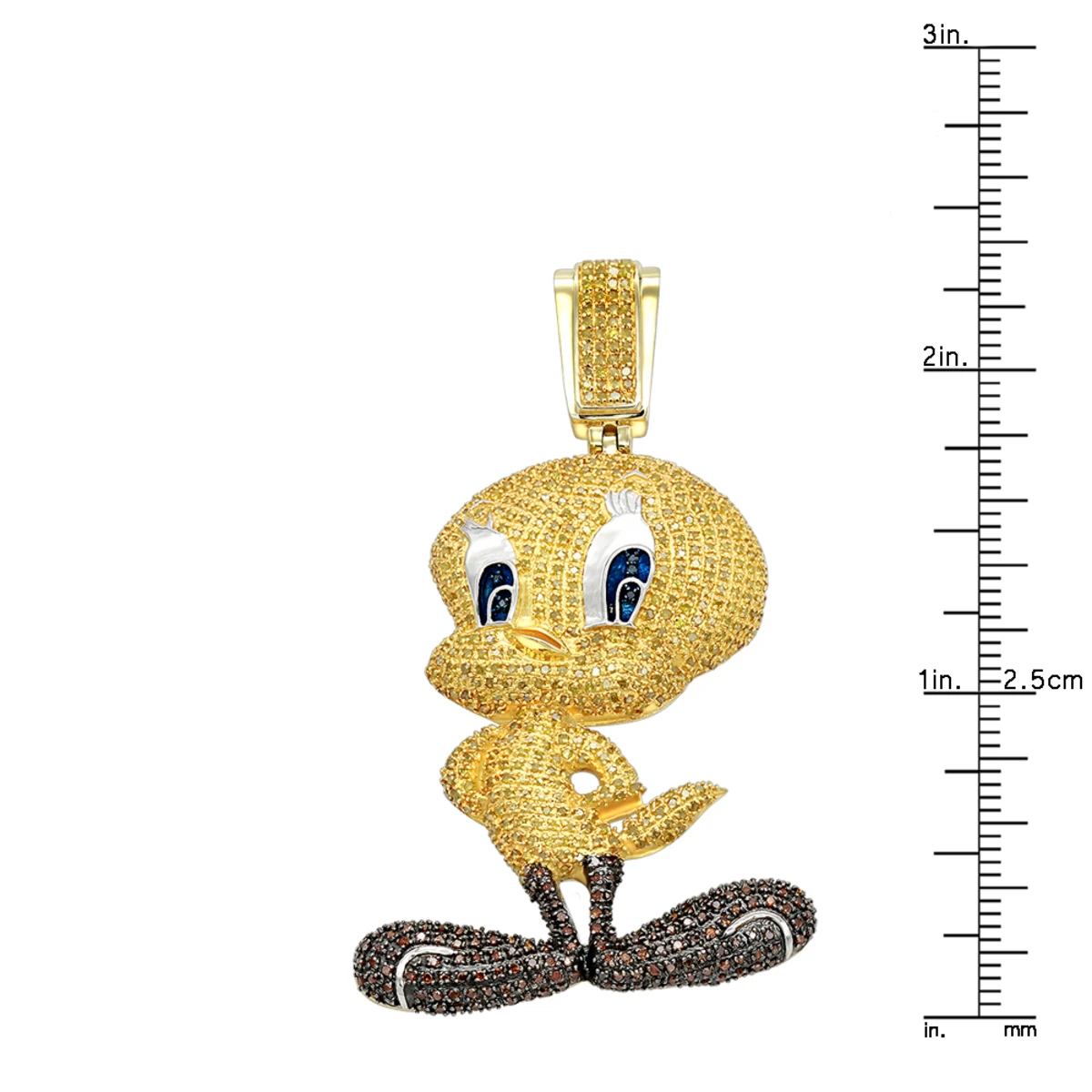 10K Yellow Gold Tweety Bird Diamond Pendant 4.11ct 7 10K Yellow Gold Tweety Bird Diamond Pendant 4.11ct - Image 5