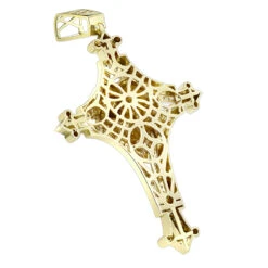 10K Yellow Gold Unique Large Lion Head Cross Pendant For Men 3.29ct By Luxurman -Its Hot Jewelry Shop 10k gold unique large lion head cross pendant for men 329ct by luxurman backye