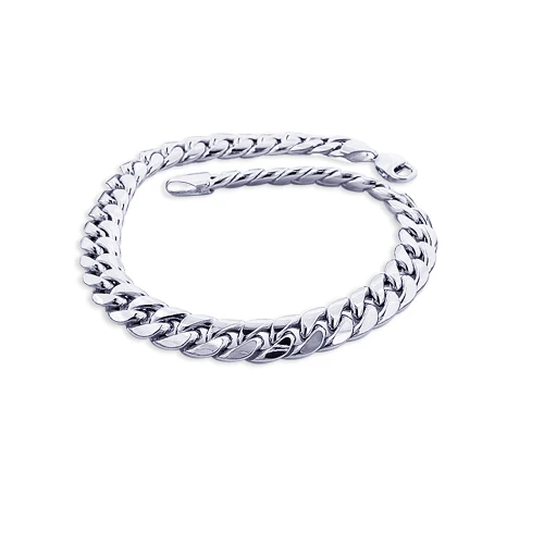 10K White Gold Miami Cuban Link Curb Chain Bracelet 9mm 7.5-9in 3 10K White Gold Miami Cuban Link Curb Chain Bracelet 9mm 7.5-9in