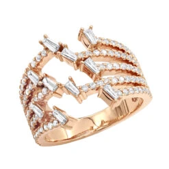 1.1 Carat Designer Diamond Right Hand Ring For Women By Luxurman 14K Rose Gold