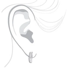 Single 14K White Gold Baguette Diamond Hoop Earring For Men 0.25ct -Its Hot Jewelry Shop 14 k gold baguette diamond hoop earring 025ct 3