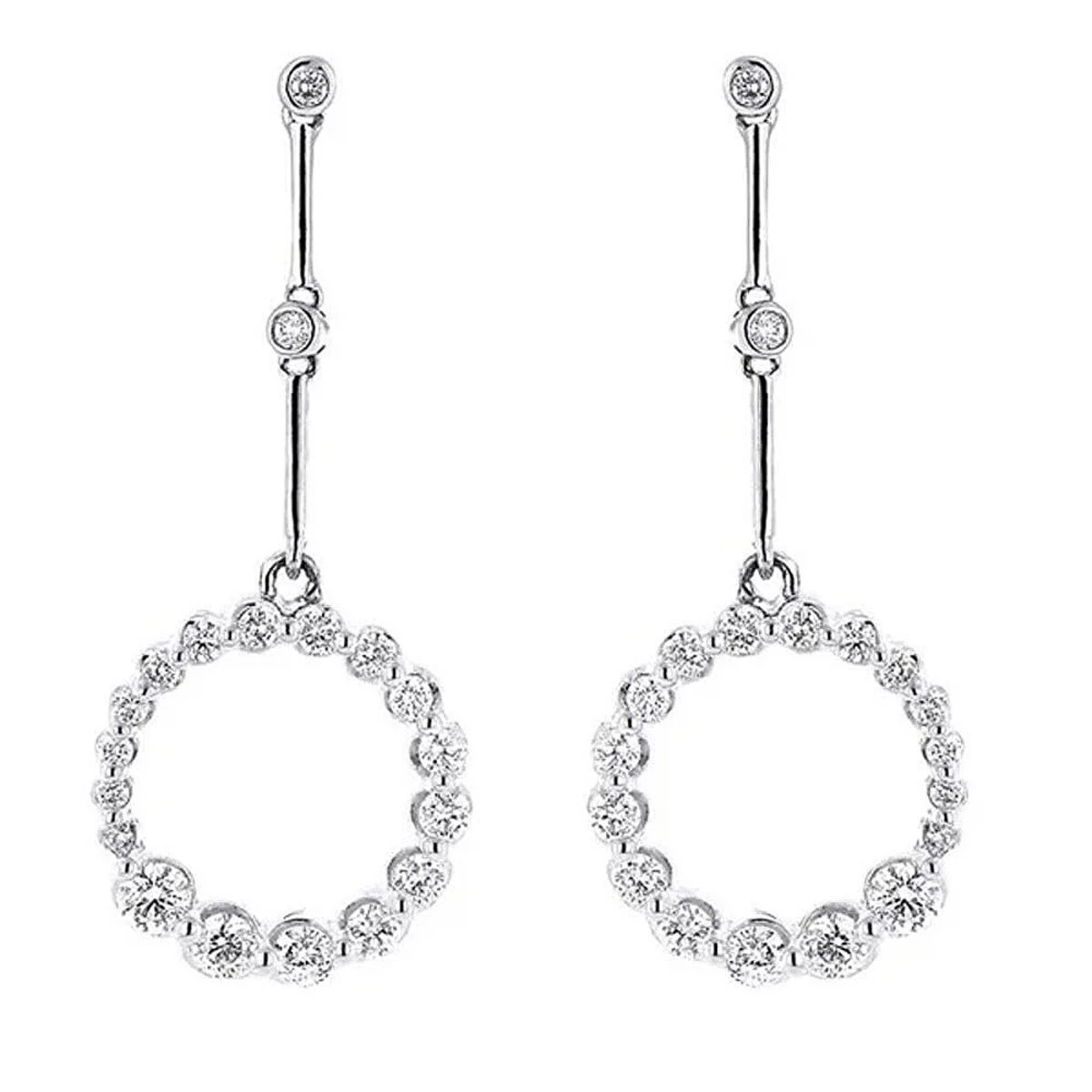 14K White Gold Diamond Circle Earrings 1.38 Ctw. 3 14K White Gold Diamond Circle Earrings 1.38 Ctw.