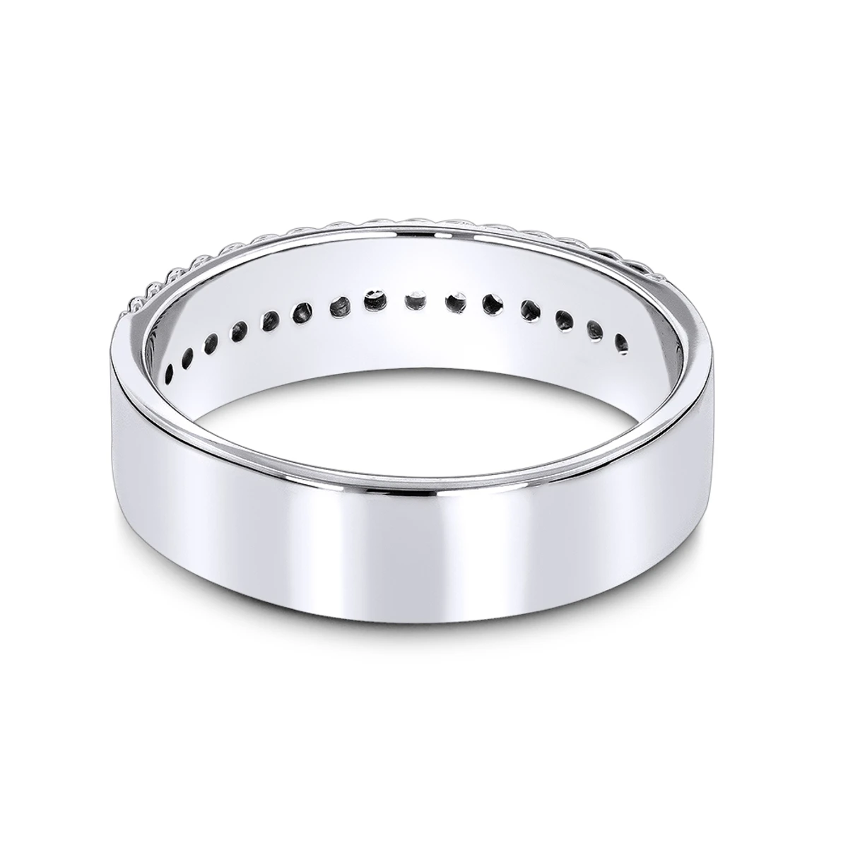 14 Karat Solid 14K White Gold Round Diamond Wedding Band 0.33ct 6 14 Karat Solid 14K White Gold Round Diamond Wedding Band 0.33ct - Image 4