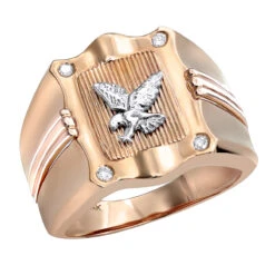 14 Karat 14K Yellow Gold Diamond Men's Eagle Ring .10ct -Its Hot Jewelry Shop 14 karat yellow rose gold diamond mens eagle ring 10ct p 6239 ro