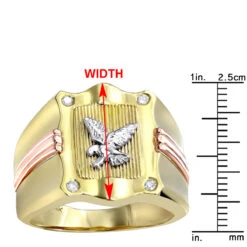 14 Karat 14K Yellow Gold Diamond Men's Eagle Ring .10ct -Its Hot Jewelry Shop 14 karat yellow rose gold diamond mens eagle ring 10ct p 6239 rulerye