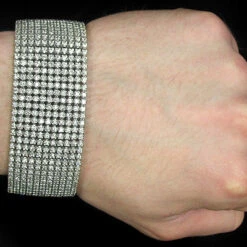 14K White Gold 11-Row Prong-Set Men's Diamond Cuff Bracelet 29.58 -Its Hot Jewelry Shop 14k 11 row prong set mens diamond cuff bracelet 2958 p 5771bod