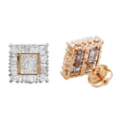 14K Yellow Gold Baguette Princess & Round Diamond Earrings 1.01ct -Its Hot Jewelry Shop 14k baguette princess round diamond earrings 101ct p 88 ro