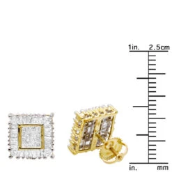 14K Yellow Gold Baguette Princess & Round Diamond Earrings 1.01ct -Its Hot Jewelry Shop 14k baguette princess round diamond earrings 101ct p 88 rulerye
