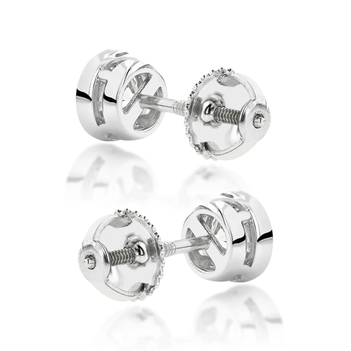 14K White Gold Bezel Set Diamond Stud Earrings Round Cut 0.75ct 6 14K White Gold Bezel Set Diamond Stud Earrings Round Cut 0.75ct - Image 4
