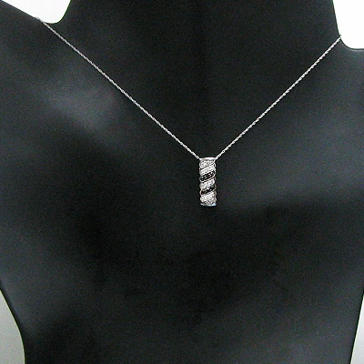 14K White Gold Black And White Diamond Pendant For Women Slider 0.27ct 5 14K White Gold Black And White Diamond Pendant For Women Slider 0.27ct - Image 3