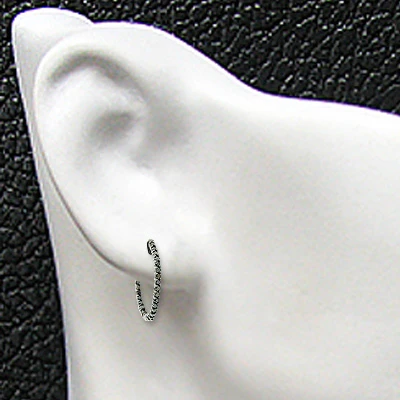 14K Black Plated Gold Black Diamond Hoop Earrings 2.20ct 5 14K Black Plated Gold Black Diamond Hoop Earrings 2.20ct - Image 3