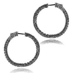 14K Black Plated Gold Black Diamond Hoop Earrings 5.91ct -Its Hot Jewelry Shop 14k black diamond hoop earrings 591ct p 35683 backbl