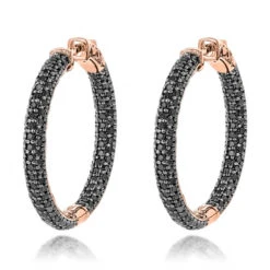 14K Black Plated Gold Black Diamond Hoop Earrings 5.91ct -Its Hot Jewelry Shop 14k black diamond hoop earrings 591ct p 35683 ro