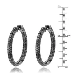 14K Black Plated Gold Black Diamond Hoop Earrings 5.91ct -Its Hot Jewelry Shop 14k black diamond hoop earrings 591ct p 35683 rulerbl