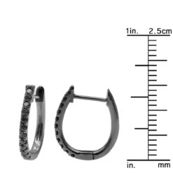 14K Gold Black Diamond Hoop Huggie Earrings 0.2ct 13mm Long -Its Hot Jewelry Shop 14k black diamond hoop huggie earrings 016ct p 35680 ruler black 20220809