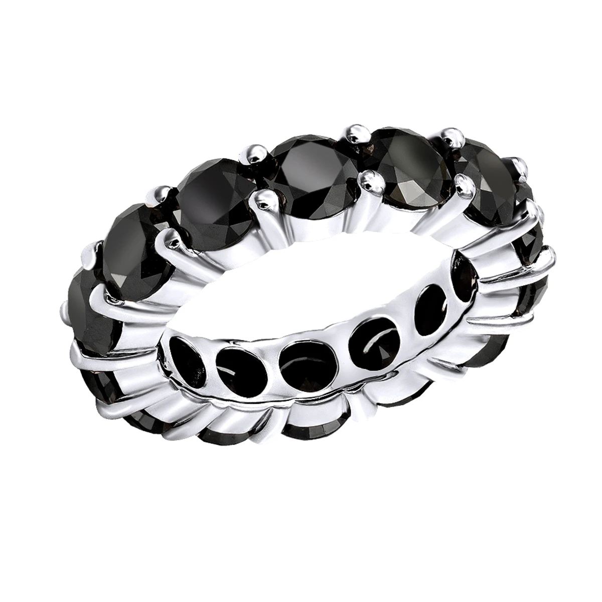 14K Black Plated Gold 5ct Black Diamond Eternity Ring 4 14K Black Plated Gold 5ct Black Diamond Eternity Ring - Image 2