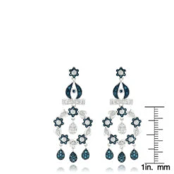 14K White Gold Blue Diamond Flower Chandelier Earrings 1.61ct -Its Hot Jewelry Shop 14k blue diamond flower chandelier earrings 161ct p 22365 rulerwh