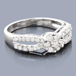 14K White Gold Cluster Diamond Engagement Ring 0.68ct