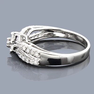 14K White Gold Cluster Diamond Engagement Ring 0.68ct 4 14K White Gold Cluster Diamond Engagement Ring 0.68ct - Image 2