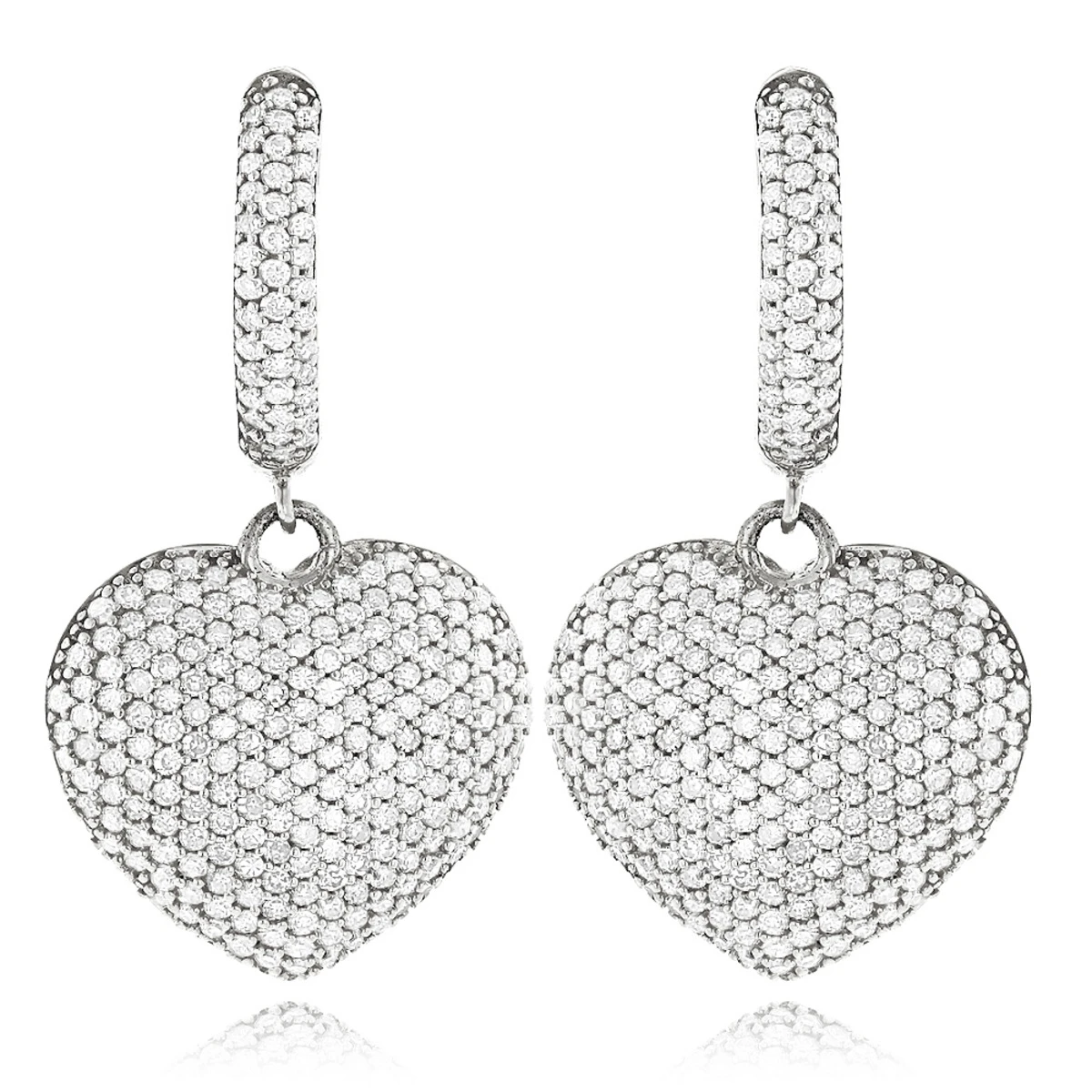 14K Yellow Gold Dangle Diamond Heart Earrings For Women 1.5ct 4 14K Yellow Gold Dangle Diamond Heart Earrings For Women 1.5ct - Image 2