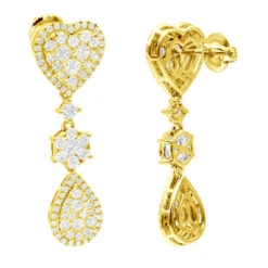 14K White Gold Dangle Diamond Heart Earrings 3ct By LUXURMAN -Its Hot Jewelry Shop 14k dangle diamond heart earrings 35ct yellow