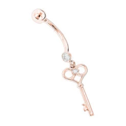 14K White Gold Dangling Key Diamond Belly Button Ring .14ct -Its Hot Jewelry Shop 14k dangling key diamond belly button ring 14ct p 35765 ro
