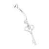 14K White Gold Dangling Key Diamond Belly Button Ring .14ct -Its Hot Jewelry Shop 14k dangling key diamond belly button ring 14ct p 35765 wh