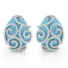 14K White Gold Designer Diamond And Turquoise Earrings 1.10ct