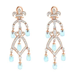 14K Yellow Gold Diamond Chandelier Earrings Blue Topaz 0.55ct -Its Hot Jewelry Shop 14k diamond chandelier earrings blue topaz 055ct p 22335 ro