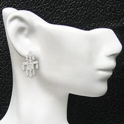 14K White Gold Diamond Chandelier Earrings Flower Motif 0.71ct -Its Hot Jewelry Shop 14k diamond chandelier earrings flower motif 071ct p 22333bod