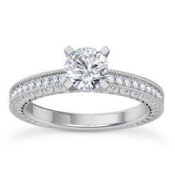 14K White Gold Diamond Engagement Ring Setting 0.16ct