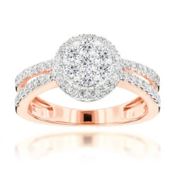 14K Yellow Gold Diamond Flower Cluster Ring For Women 1 Carat -Its Hot Jewelry Shop 14k diamond flower cluster ring 095ct p 40450 ro