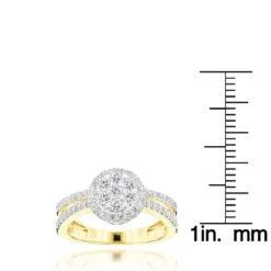 14K Yellow Gold Diamond Flower Cluster Ring For Women 1 Carat -Its Hot Jewelry Shop 14k diamond flower cluster ring 095ct p 40450 rulerye
