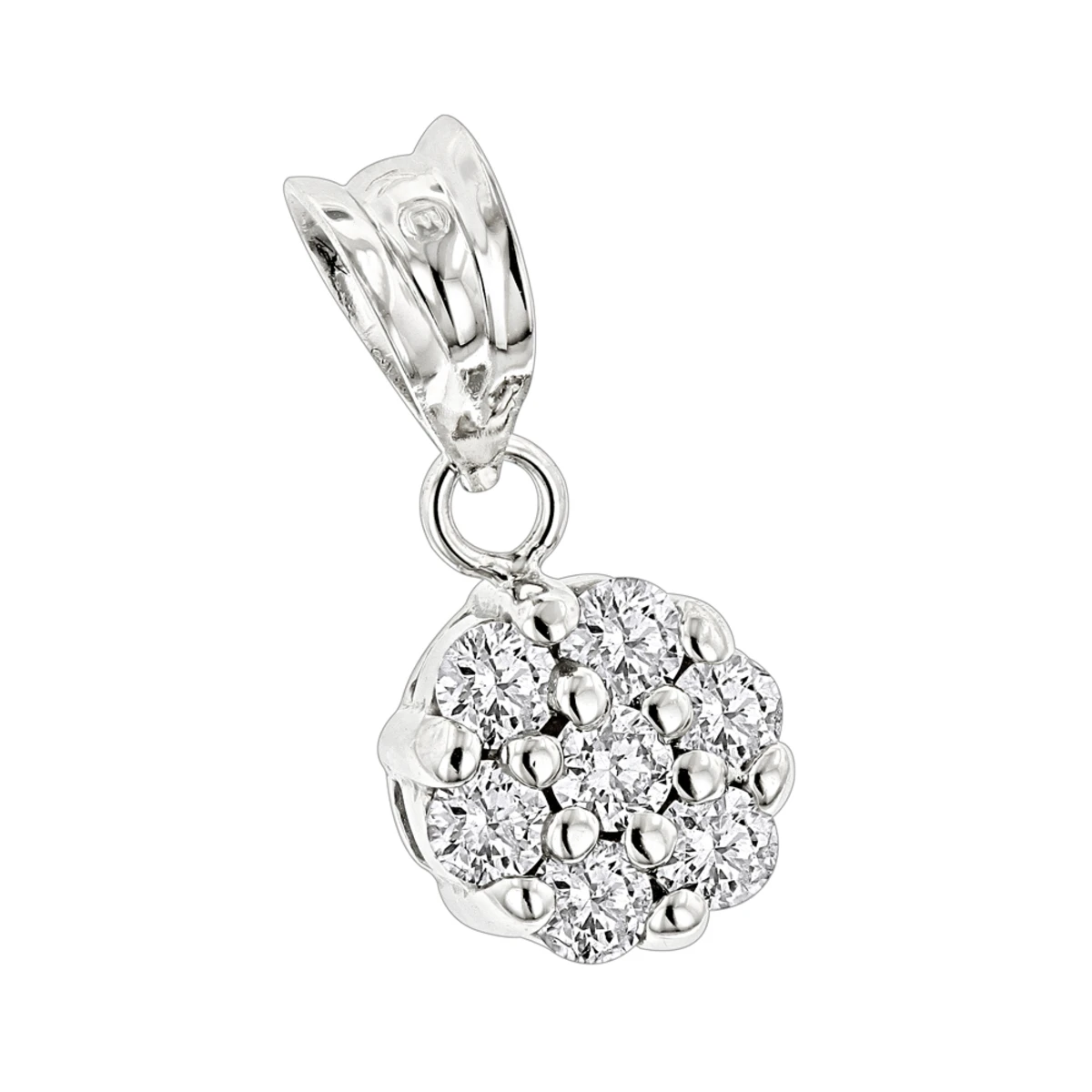 14K White Gold Diamond Flower Pendant 0.50ct 3 14K White Gold Diamond Flower Pendant 0.50ct