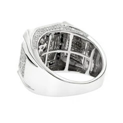 14K White Gold Diamond Men's Ring Blue Yellow White 1.5ct -Its Hot Jewelry Shop 14k diamond mens ring blue yellow white 154ct p 22464 backwh