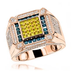 14K White Gold Diamond Men's Ring Blue Yellow White 1.5ct -Its Hot Jewelry Shop 14k diamond mens ring blue yellow white 154ct p 22464 ro