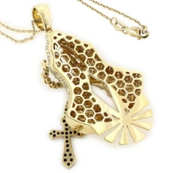 14K Yellow Gold Diamond Praying Hands Rosary Cross Pendant 6ct -Its Hot Jewelry Shop 14k diamond praying hands pendant 629ct p 40389 backye