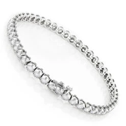 Luxurman 14K White Gold Round Diamond Tennis Bracelet Half Bezel Setting 6ct -Its Hot Jewelry Shop 14k diamond tennis bracelet half bezel setting 6ct p 22517 backwh