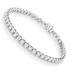 Luxurman 14K White Gold Round Diamond Tennis Bracelet Half Bezel Setting 6ct