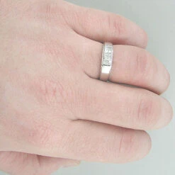 14K White Gold Unique Diamond Wedding Bands For Men Princess Cut Diamonds -Its Hot Jewelry Shop 14k diamond wedding bands collection item 043ct p 6676bod