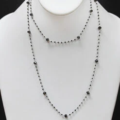 14K White Gold Faceted Black Diamond Bead Necklace Chain 25.25ct 18 14K White Gold Faceted Black Diamond Bead Necklace Chain 25.25ct -Its Hot Jewelry Shop 14k faceted black diamond bead necklace chain 2525ct p 22559bod