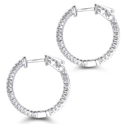 14K White Gold 1 Inch Inside Out Diamond Hoop Earrings 0.6ct By Luxurman 11 14K White Gold 1 Inch Inside Out Diamond Hoop Earrings 0.6ct By Luxurman -Its Hot Jewelry Shop 14k gold 1 inch inside out diamond hoop earrings 06ct by luxurman backwh