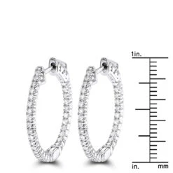 14K White Gold 1 Inch Inside Out Diamond Hoop Earrings 0.6ct By Luxurman 13 14K White Gold 1 Inch Inside Out Diamond Hoop Earrings 0.6ct By Luxurman -Its Hot Jewelry Shop 14k gold 1 inch inside out diamond hoop earrings 06ct by luxurman rulerwh