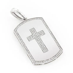 14K Yellow Gold Diamond Dog Tag Pendant With Cross Design 0.35ct 8 14K Yellow Gold Diamond Dog Tag Pendant With Cross Design 0.35ct -Its Hot Jewelry Shop 14k gold 14ct white diamond cross dog tag pendant mainwh