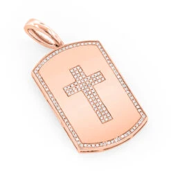 14K Yellow Gold Diamond Dog Tag Pendant With Cross Design 0.35ct 9 14K Yellow Gold Diamond Dog Tag Pendant With Cross Design 0.35ct -Its Hot Jewelry Shop 14k gold 14ct white diamond cross dog tag pendant ro
